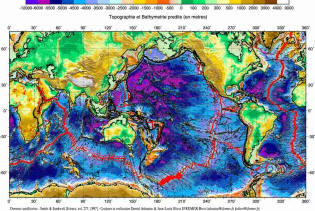 Batimetria e topografia do terreno e dos oceanos satélite ifremer