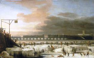 The frozen Thames in 1677