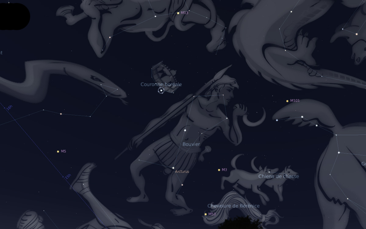 September sky for kids, Corona Borealis Constellation