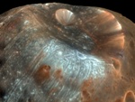 Stickney crater on Phobos moon of Mars