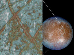 superfície gelada de Europa lua de Júpiter