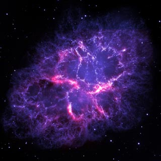 Crab Nebula as seen by Herschel and Hubble