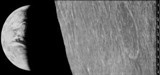 Terre vue depuis la Lune par Lunar Orbiter 1
