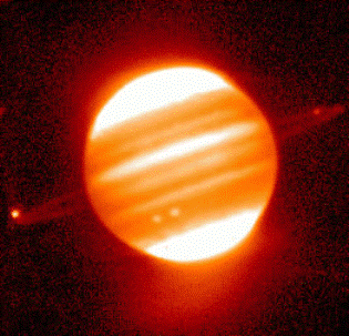 anéis de Júpiter visto em infravermelho