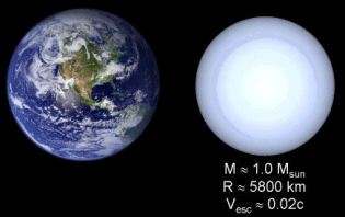 size of the Earth compared to a white dwarf