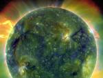 Animação do vento solar, o fluxo solar enviadas aos planetas