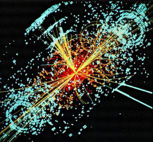 Point de collision de particules dans un collisionneur