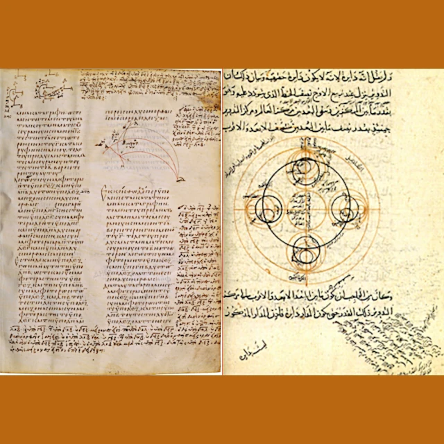 アルマゲストの古代写本、天球と周転円の幾何学的図示