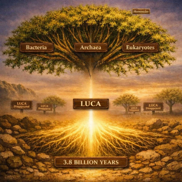 Représentation de l'Arbre du Vivant, avec ses trois grands domaines : Bactéries, Archées et Eucaryotes