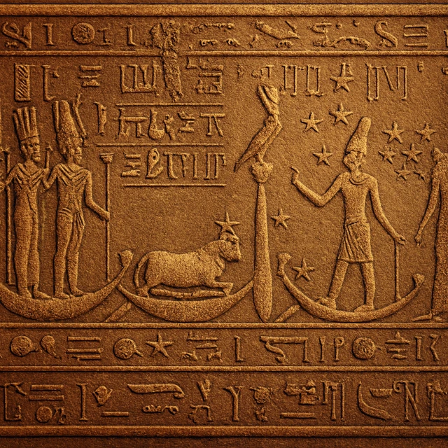 Registro de alinhamento astronômico em um templo egípcio