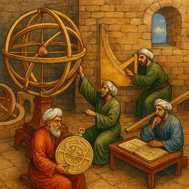 The Maragha Observatory with its sophisticated astronomical instruments