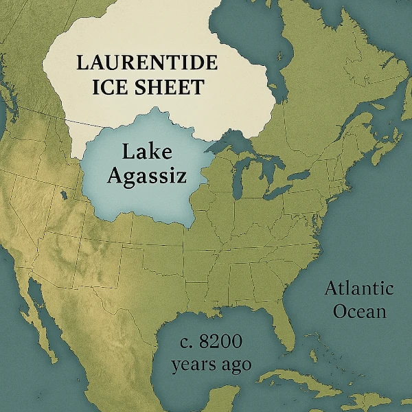 Extensão do lago glacial Agassiz