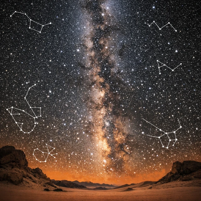 Sternenhimmel über der Sahara-Wüste mit der Milchstraße im Zenit und außergewöhnlicher atmosphärischer Klarheit