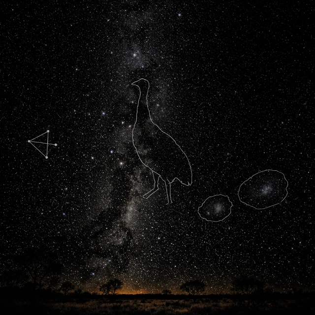 Panorama du ciel étoilé vu depuis l'Outback australien, avec la Voie lactée et la Croix du Sud