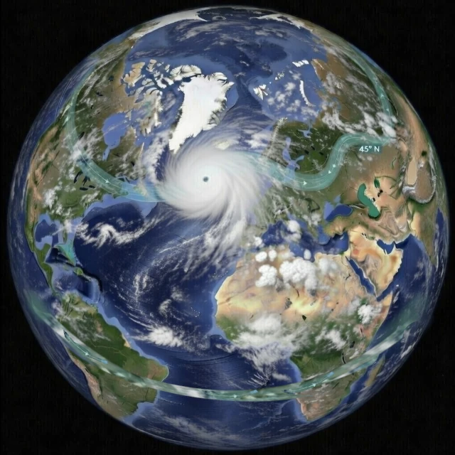 北大西洋上のジェット気流の可視化