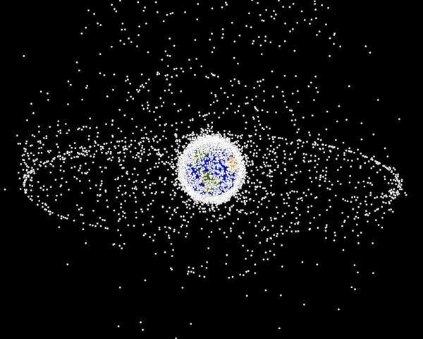 Space debris orbiting Earth