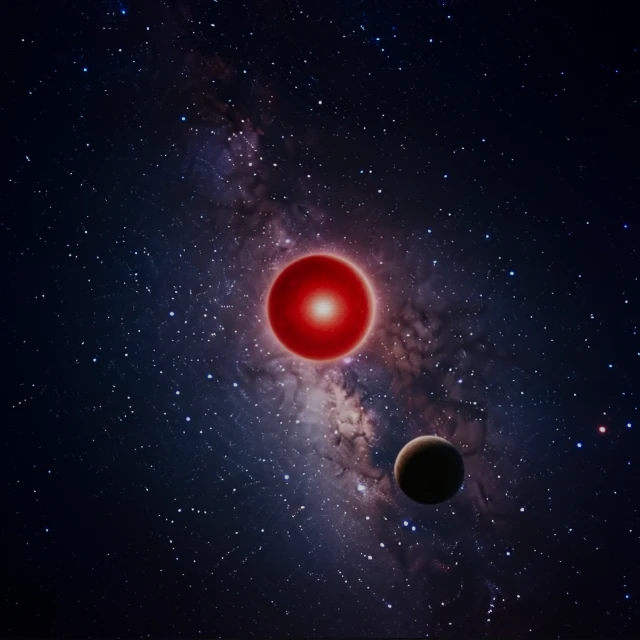 Illustration d'une naine rouge, étoile frugale à la durée de vie éternelle