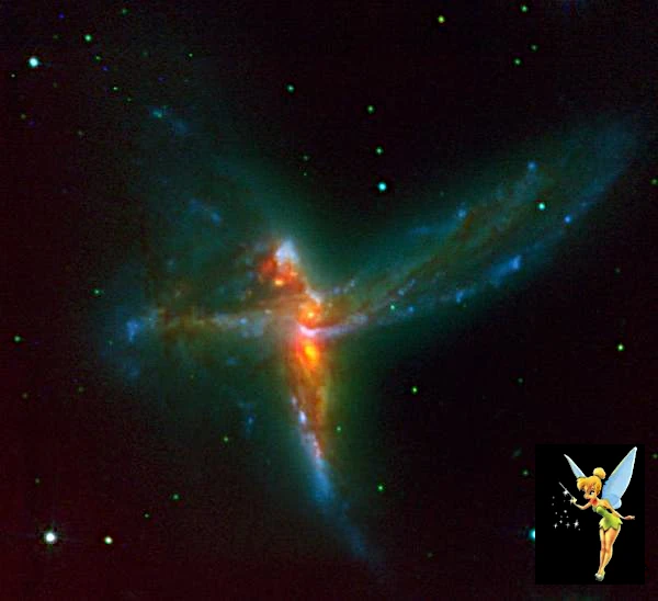 Tinker Bell's Gravitational Flight: A Merger of Three Galaxies