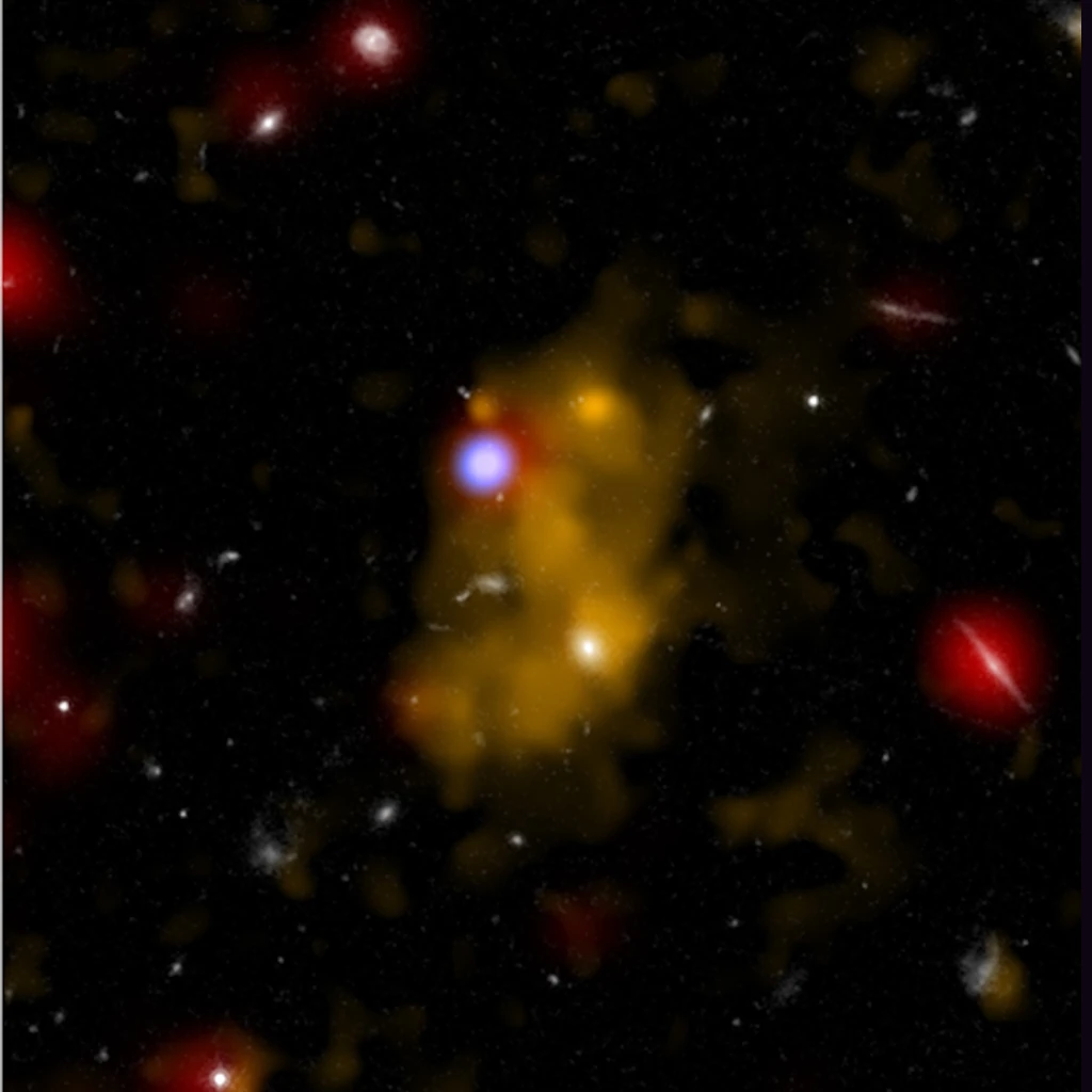 Image d'un globule Lyman-alpha autour d'une galaxie primitive