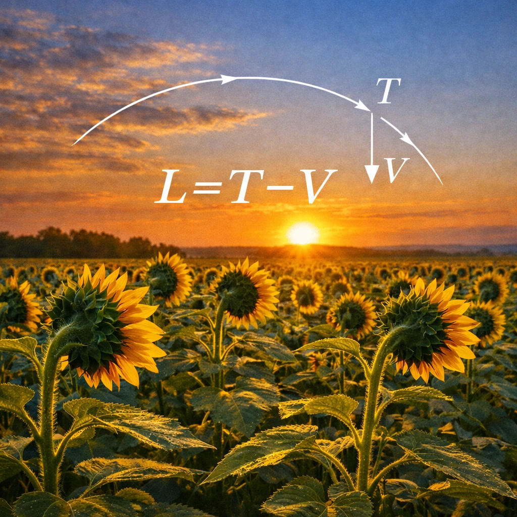 Girasol orientado hacia el Sol que ilustra el principio lagrangiano