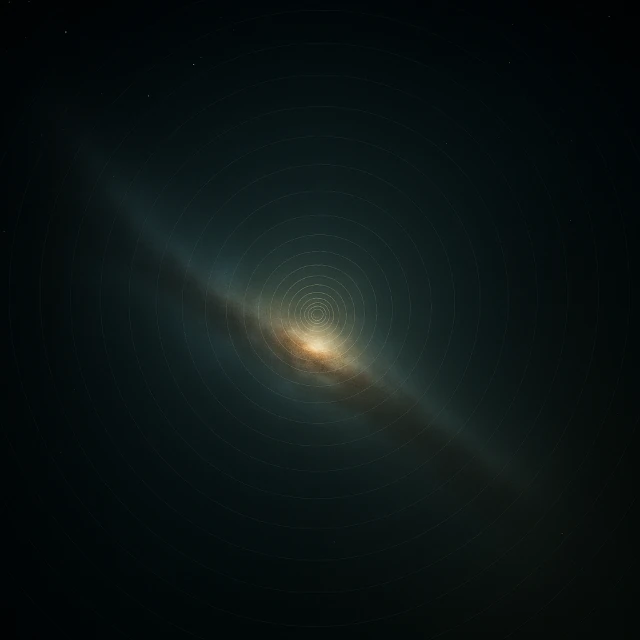A bright spiral galaxy lost in the black immensity of space, symbolizing the isolation and silence of the Universe