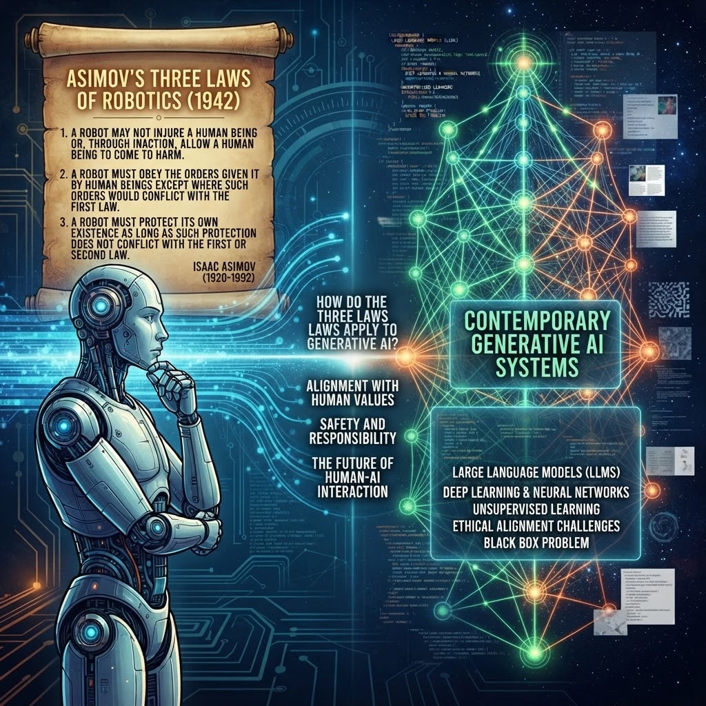 Robot humanoïde confronté à un réseau neuronal d'intelligence artificielle générative