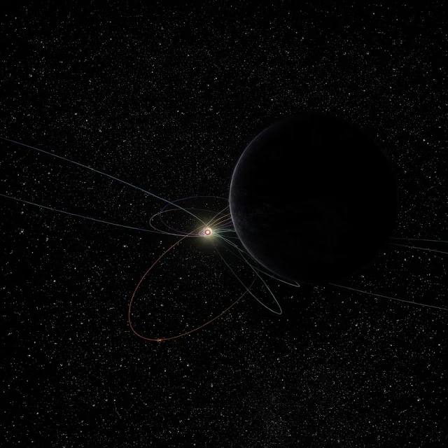 太陽系の果てにある遠い氷の惑星の想像図