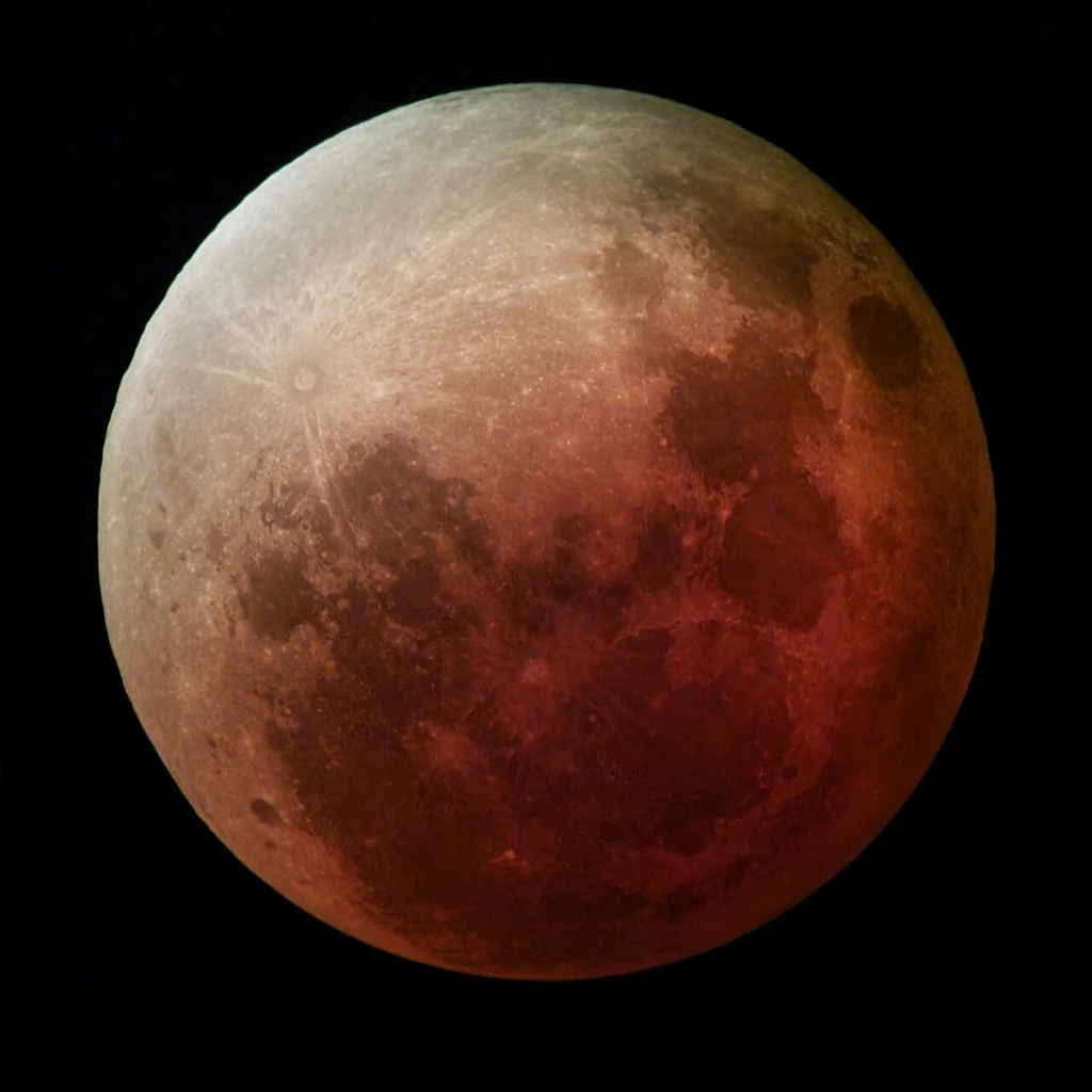 Éclipse lunaire donnant une Lune rougeâtre