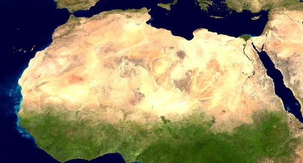 Vista satelital de las Dunas del Sahara