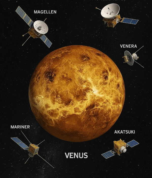 Space probe orbiting Venus