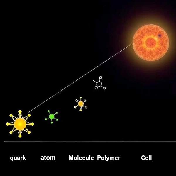 Artistic representation showing the evolution of molecular complexity