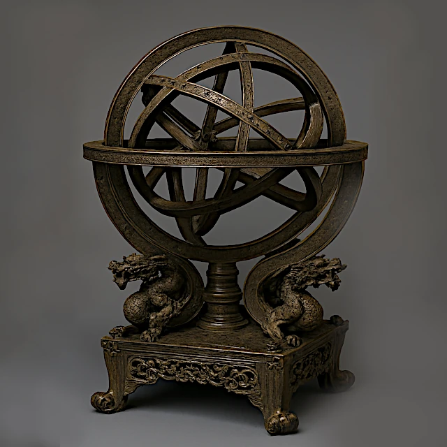 Darstellung einer alten chinesischen Armillarsphäre