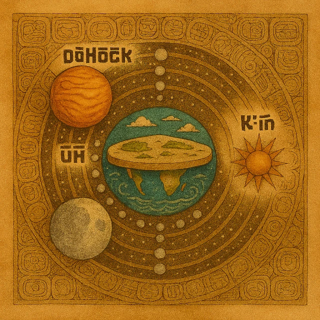 Representación de los ciclos astronómicos mayas con Venus, el Sol y la Luna