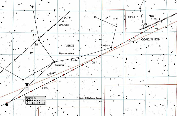 Trajectoire de la comète Ison en novembre 2013