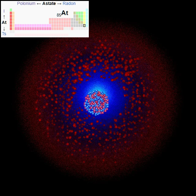 Model of the astatine atom, an ephemeral element
