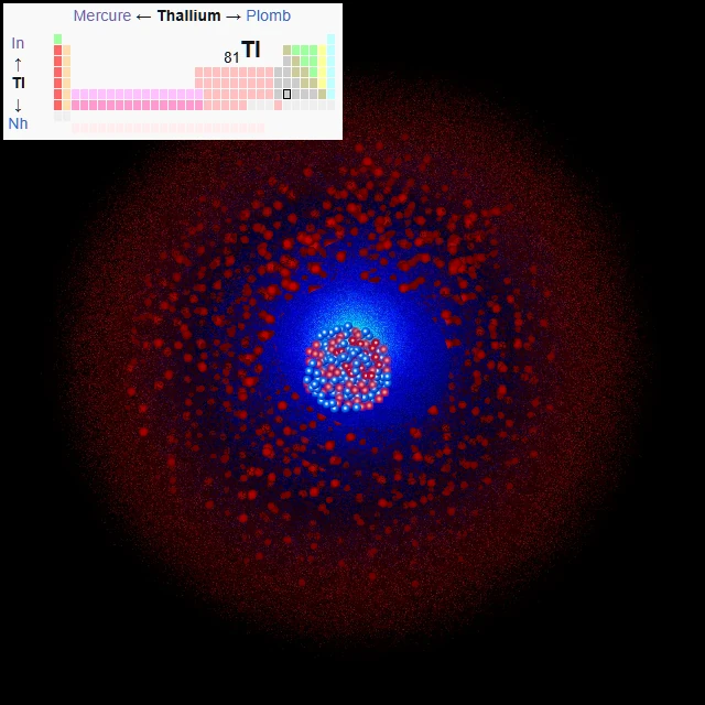Modèle de l'atome de thallium et symbole de danger toxicologique