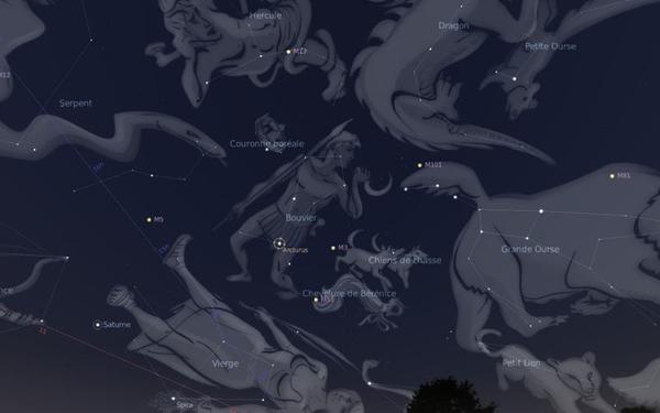 April sky, Bouvier constellation