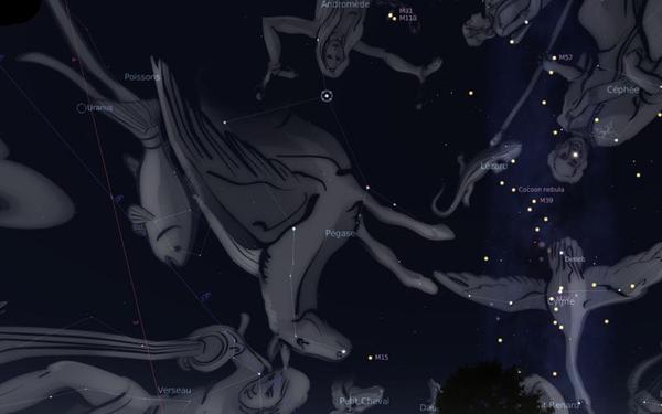 Ciel d'octobre pour enfants, constellation de Pégase