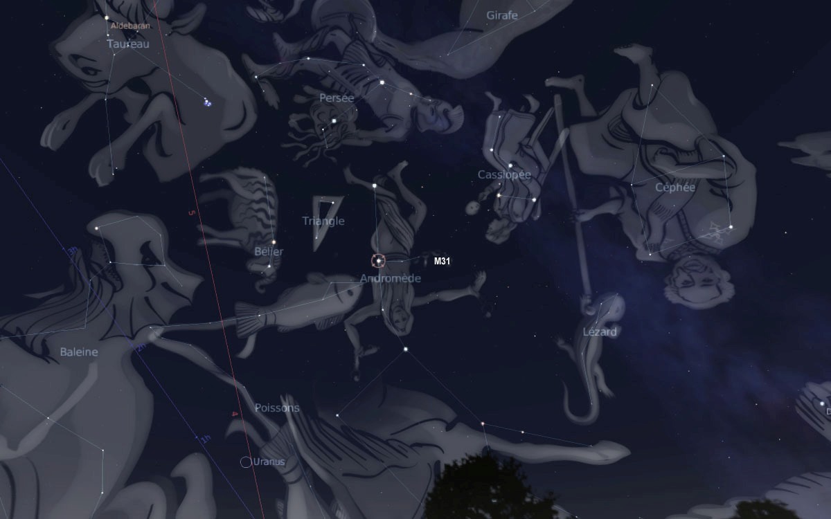 Céu de novembro para crianças, constelação de Andrômeda