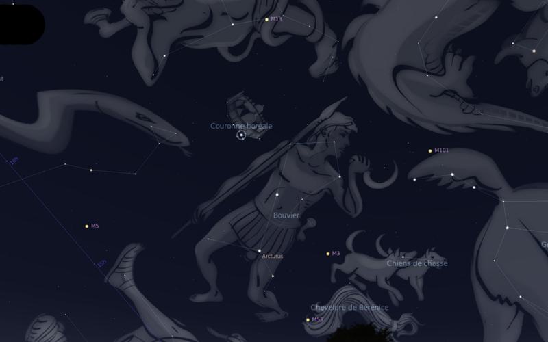 September sky for kids, Corona Borealis Constellation