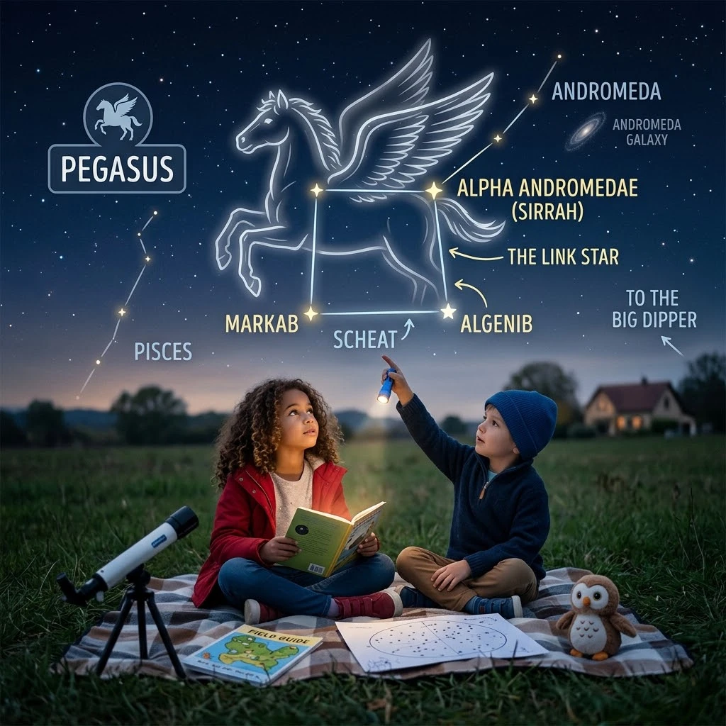 Oktoberhimmel für Kinder, Sternbild Pegasus