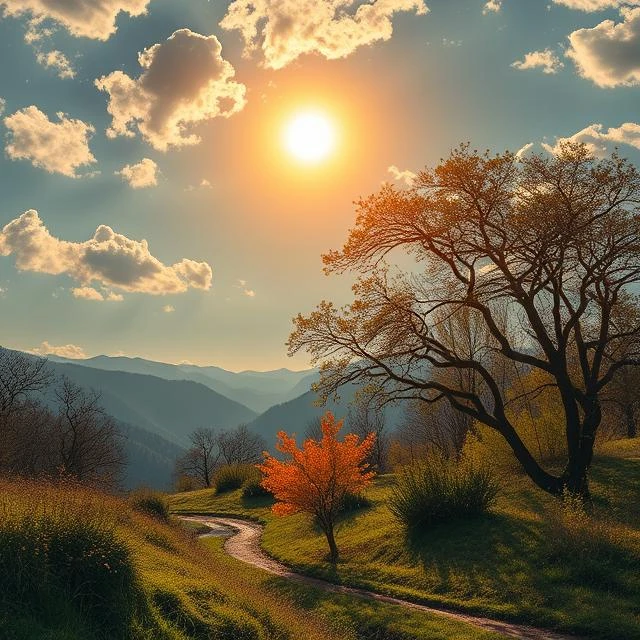 太陽の周りの異なる季節を示す傾いた地球