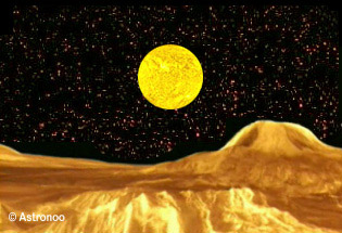 tamaño aparente del Sol en el cielo de Venus