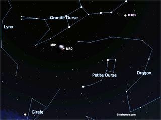 Galaxies M81 et M82 dans l'hémisphère nord