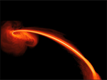 Um buraco negro engolindo uma estrela