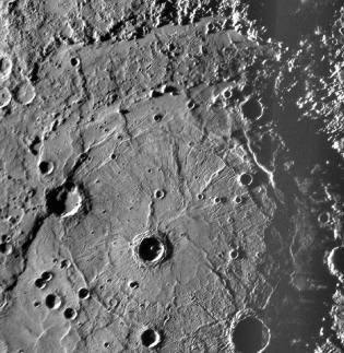 cratère d'impact rembrandt sur Mercure