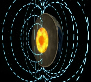 Champ magnétique de la Terre généré par le noyau interne