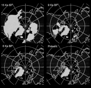 Variations of the ice sheet in the northern hemisphere