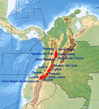 Os vulcães da Colômbia
